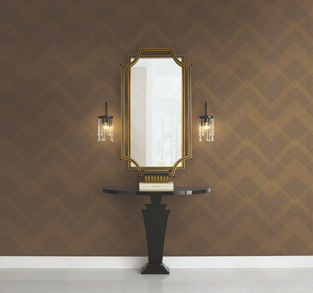 Jazz Age Brown Geometric Metallic Non Woven Wallpaper - York CA1591