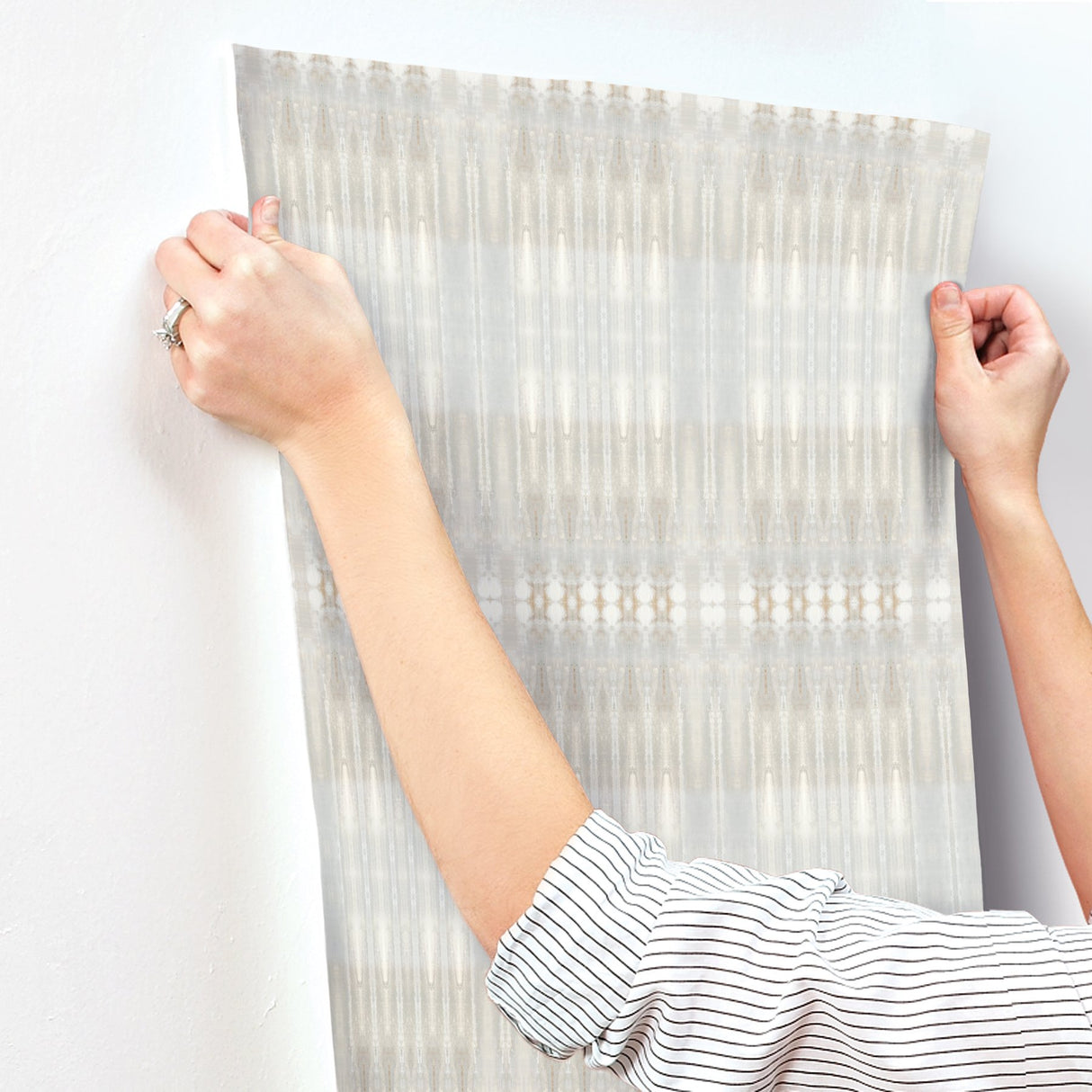 Dune Neutral Sisal Grasscloth Wall Mural with Abstract Bohemian Pattern - York CB1110