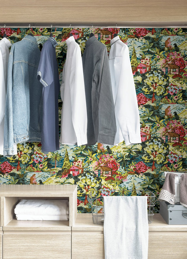 le Forestier Multicolor Peel & Stick Wallpaper with Whimsical Botanical Floral Pattern - CBS4503