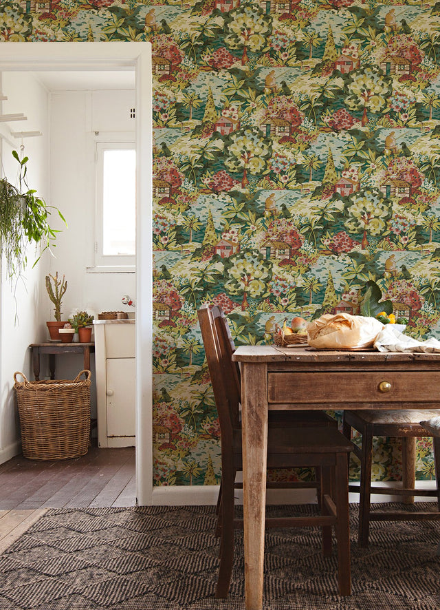 le Forestier Spice Peel & Stick Wallpaper with Whimsical Botanical Floral Pattern - Brewster CBS4504
