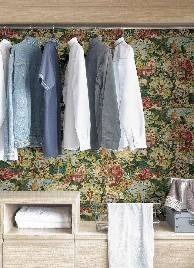 le Forestier Spice Peel & Stick Wallpaper with Whimsical Botanical Floral Pattern - Brewster CBS4504