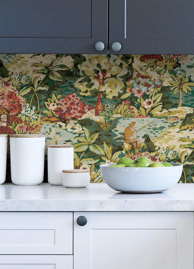 le Forestier Spice Peel & Stick Wallpaper with Whimsical Botanical Floral Pattern - Brewster CBS4504