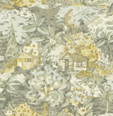 le Forestier Yellow Grey Peel & Stick Wallpaper with Whimsical Botanical Floral Motif - CBS4505