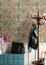 Camille Multicolor Peel & Stick Wallpaper with Bohemian Medallion Pattern - NuWallpaper CBS4506