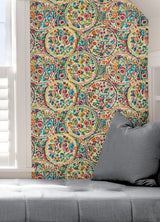 Camille Multicolor Peel & Stick Wallpaper with Bohemian Medallion Pattern - NuWallpaper CBS4506