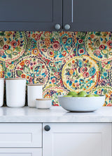 Camille Multicolor Peel & Stick Wallpaper with Bohemian Medallion Pattern - NuWallpaper CBS4506