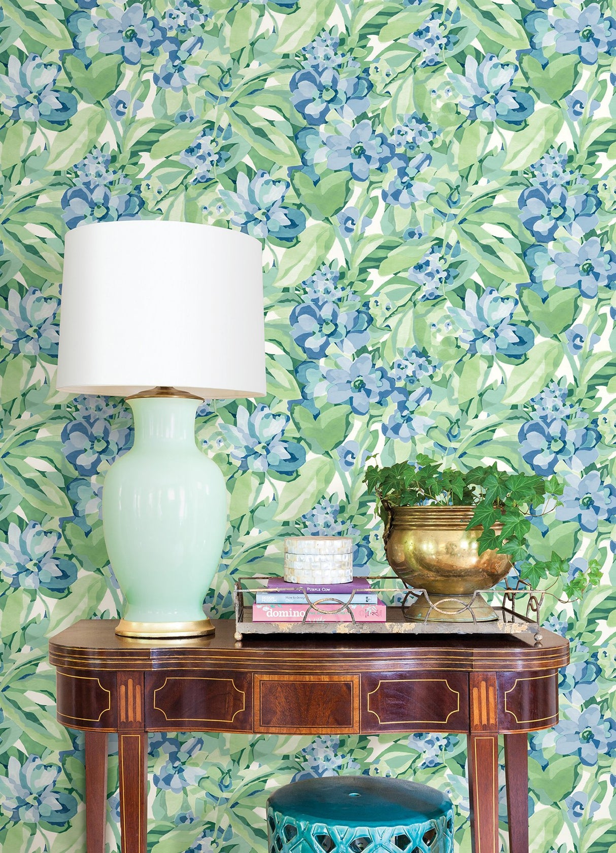 Belles Fleurs Heather Peel & Stick Wallpaper with Whimsical Botanical Floral Pattern - NuWallpaper CBS4511