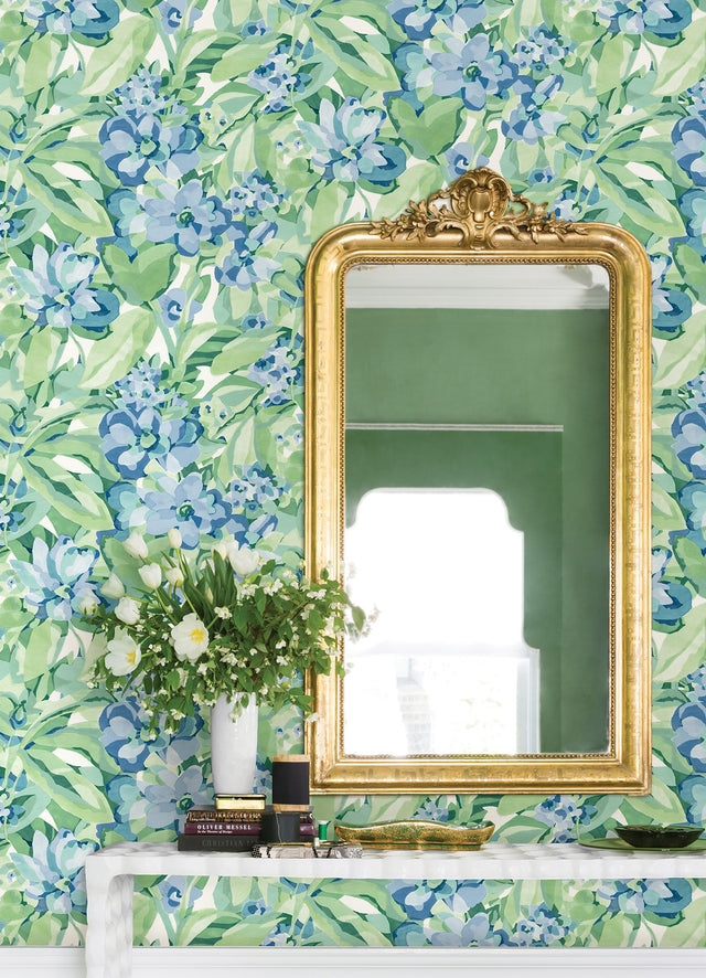 Belles Fleurs Heather Peel & Stick Wallpaper with Whimsical Botanical Floral Pattern - NuWallpaper CBS4511