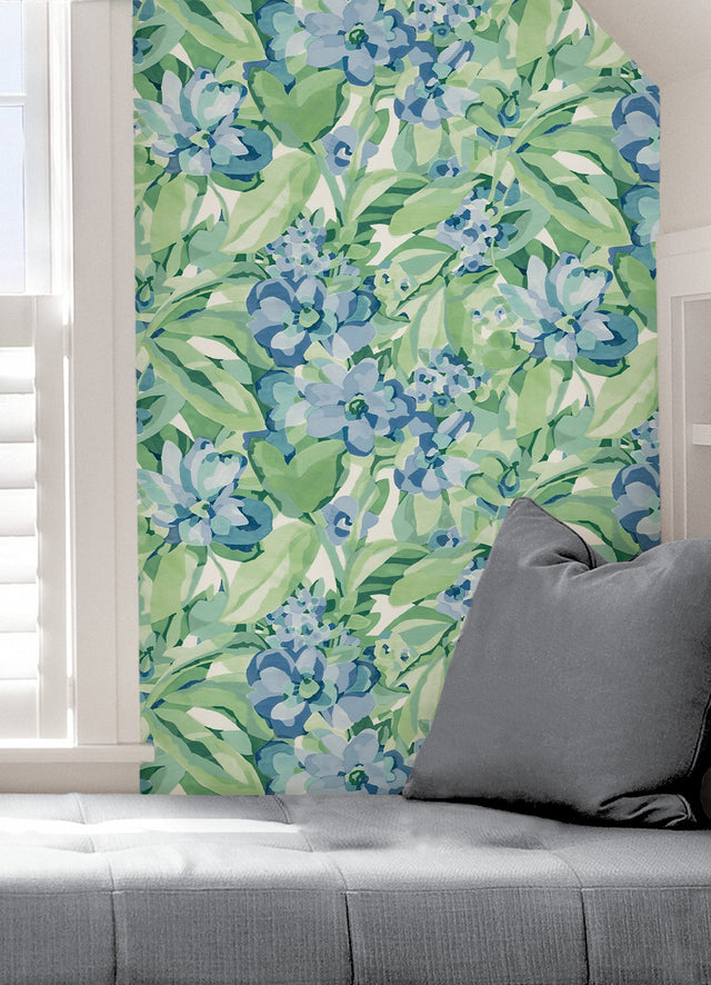 Belles Fleurs Heather Peel & Stick Wallpaper with Whimsical Botanical Floral Pattern - NuWallpaper CBS4511