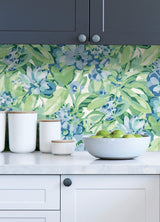 Belles Fleurs Heather Peel & Stick Wallpaper with Whimsical Botanical Floral Pattern - NuWallpaper CBS4511
