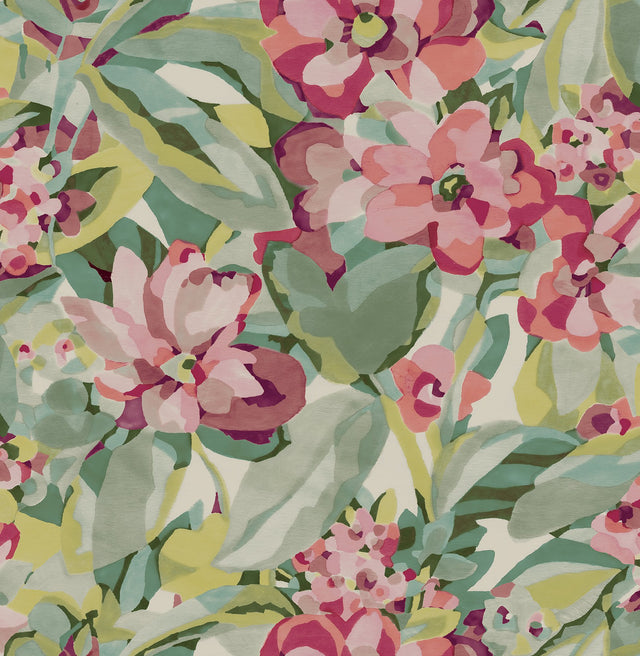 Belles Fleurs Wine Peel & Stick Wallpaper with Whimsical Botanical Floral Pattern - NuWallpaper CBS4512