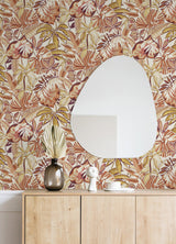 Feuilles Amber Peel & Stick Wallpaper with Bohemian Botanical Leaves Pattern - NuWallpaper CBS4515
