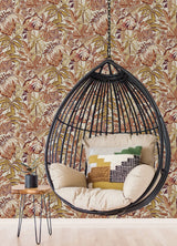 Feuilles Amber Peel & Stick Wallpaper with Bohemian Botanical Leaves Pattern - NuWallpaper CBS4515