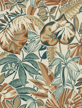 Feuilles Spice Peel & Stick Wallpaper with Bohemian Botanical Leaves Pattern - Brewster CBS4516