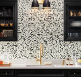 Capiz Offering Black & White Wallpaper with Natural Capiz Shell Strips - York CC1201