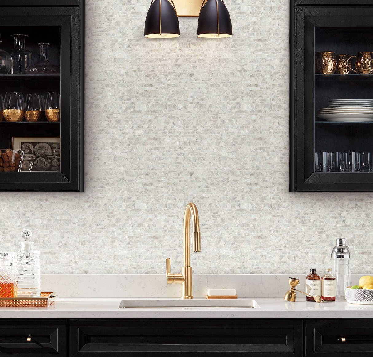 Capiz Offering White Pearl Wallpaper with Capiz Shell Mosaic on Non Woven - York CC1202