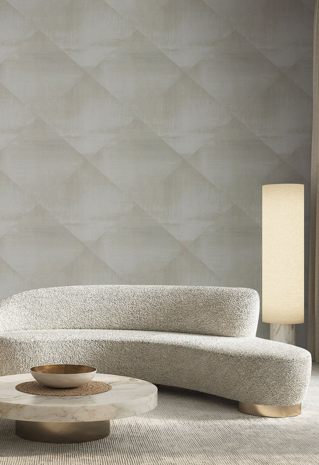 In Clay Charcoal Wallpaper with Geometric Brushstroke Diamond Pattern - York CC1211