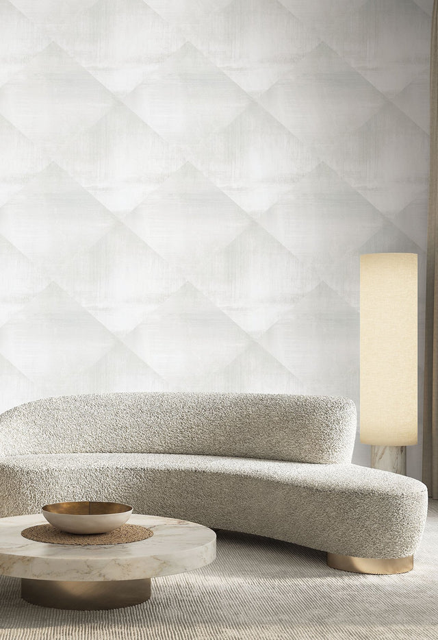 In Clay Grey Geometric Diamond Brushstroke Wallpaper - York CC1213