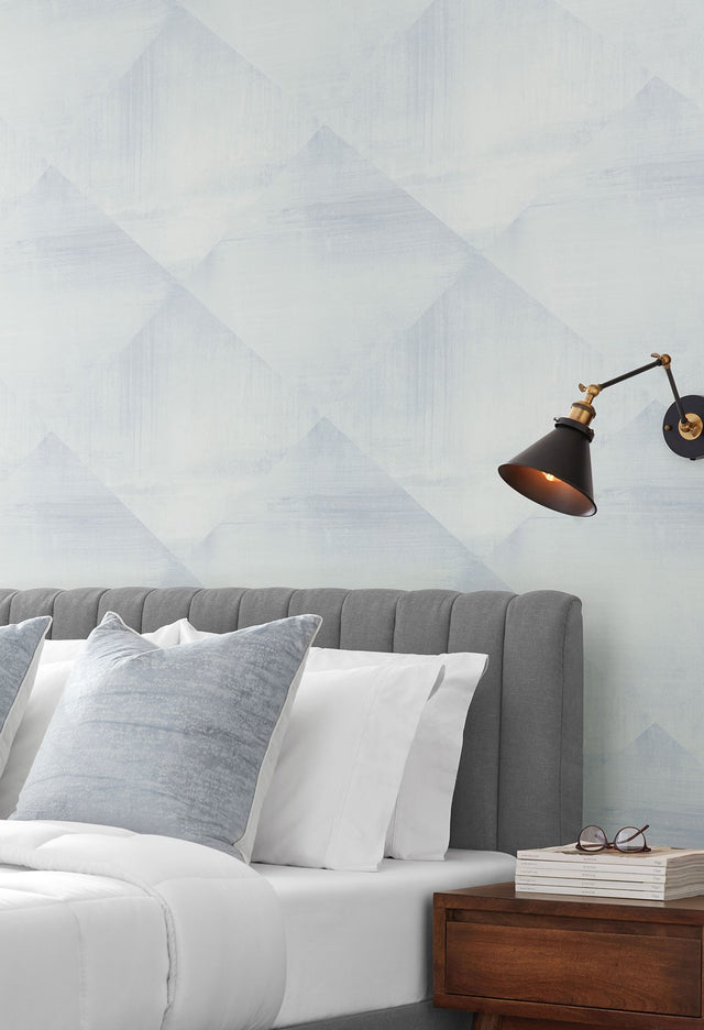In Clay Blue Geometric Brushstroke Wallpaper - York CC1215