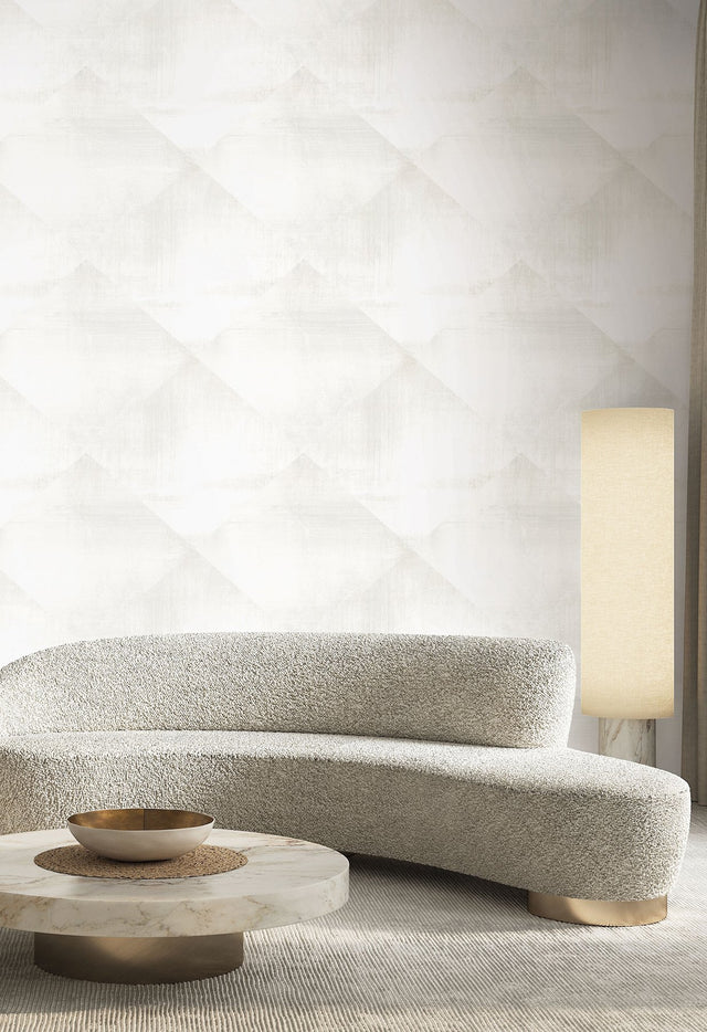 In Clay White Wallpaper with Geometric Diamond Brushstroke Motif - York CC1216