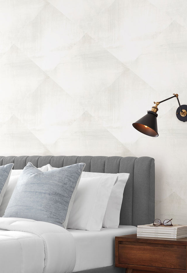 In Clay White Wallpaper with Geometric Diamond Brushstroke Motif - York CC1216