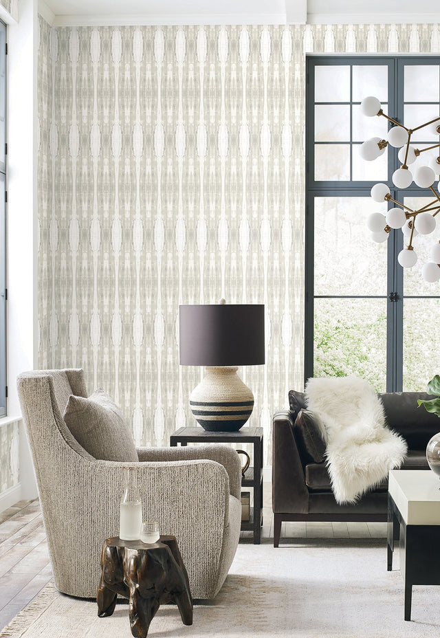 Escalante Natural Wallpaper with Striped Abstract Waterfall Motif - York CC1232