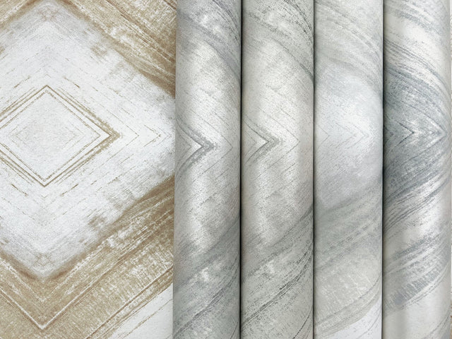 Ballad Natural Wallpaper with Geometric Watercolor Diamond Motif - York CC1242