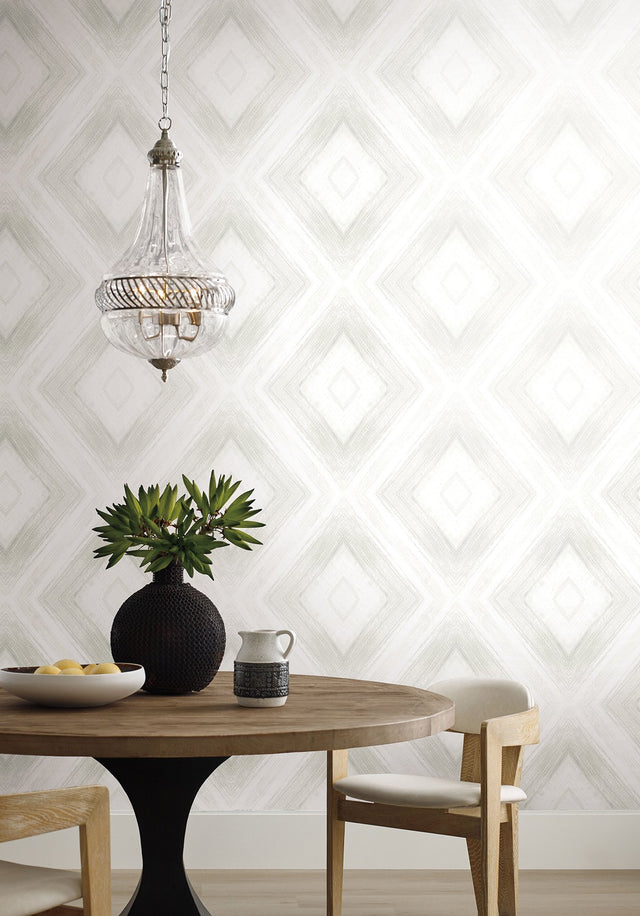Ballad Natural Wallpaper with Geometric Watercolor Diamond Motif - York CC1242