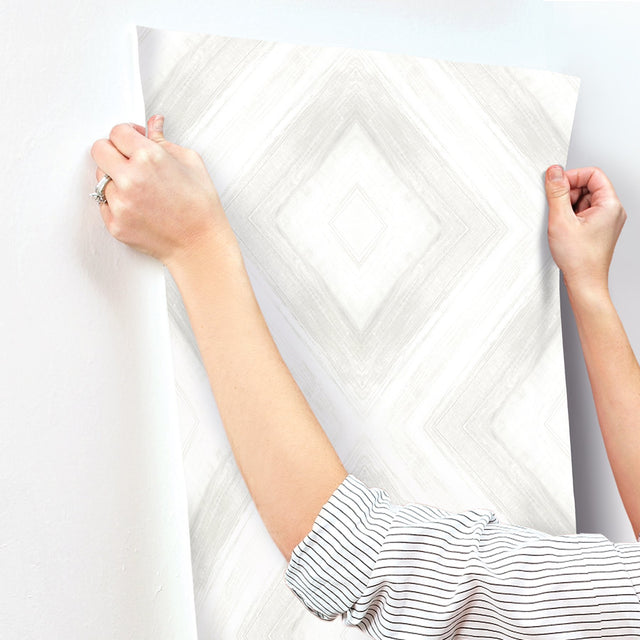 Ballad Natural Wallpaper with Geometric Watercolor Diamond Motif - York CC1242