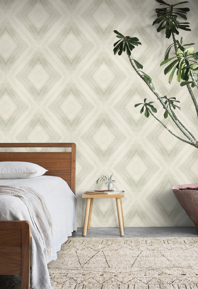 Ballad Eucalpytus Geometric Diamond Non Woven Wallpaper - York CC1243