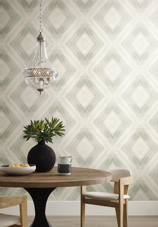 Ballad Eucalpytus Geometric Diamond Non Woven Wallpaper - York CC1243