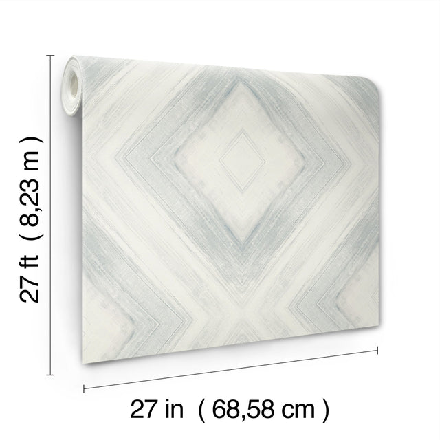 Ballad Mist Wallpaper with Geometric Diamond Watercolor Motif - York CC1244