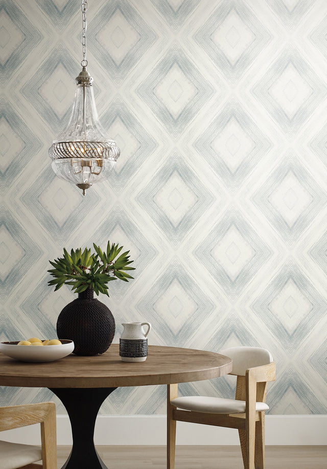 Ballad Mist Wallpaper with Geometric Diamond Watercolor Motif - York CC1244