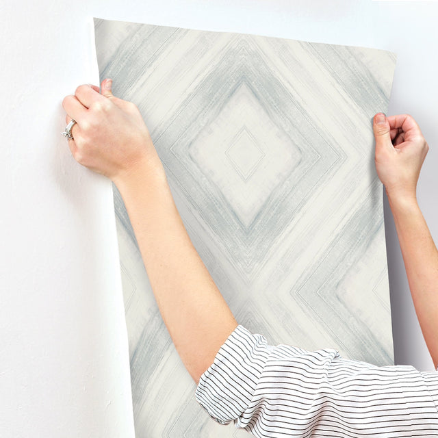 Ballad Mist Wallpaper with Geometric Diamond Watercolor Motif - York CC1244