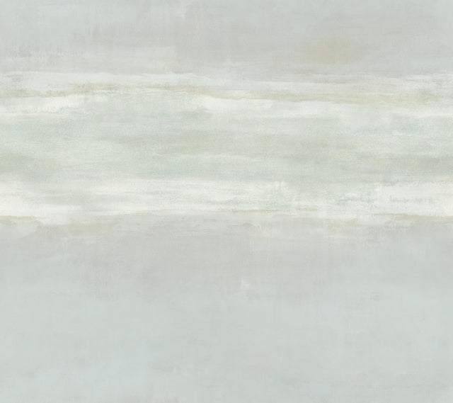 Serene Reflection Mist Wallpaper with Textured Abstract Horizontal Motif - York CC1251