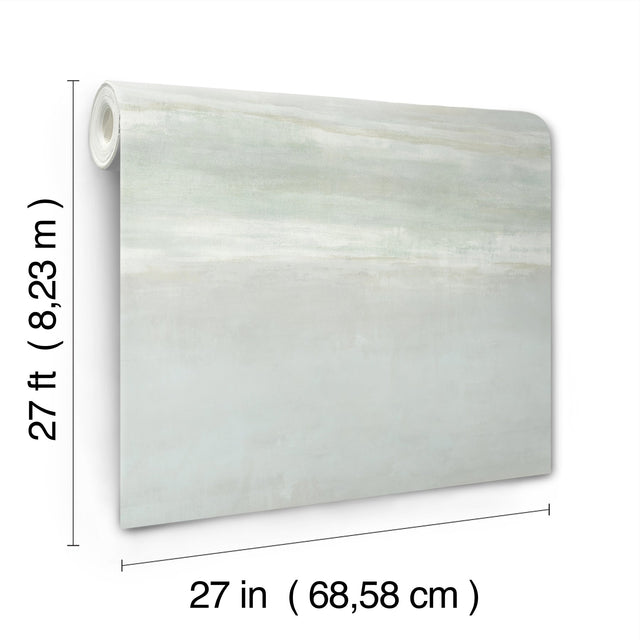 Serene Reflection Mist Wallpaper with Textured Abstract Horizontal Motif - York CC1251