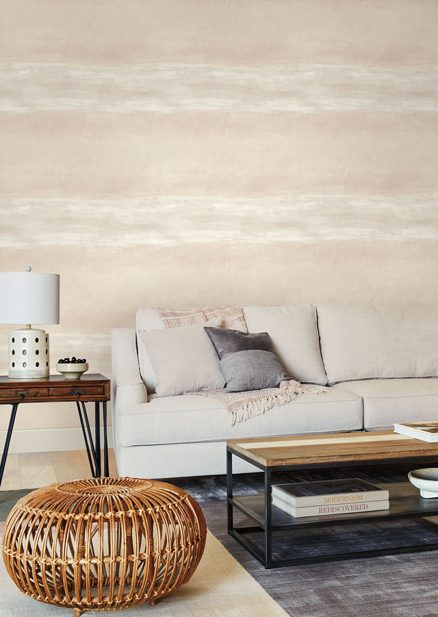 Serene Reflection Desert Wallpaper with Horizontal Textured Band - York CC1252