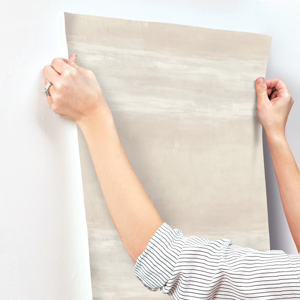 Serene Reflection Desert Wallpaper with Horizontal Textured Band - York CC1252