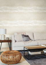 Serene Reflection Natural Wallpaper with Textured Abstract Horizontal Band - York CC1254