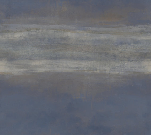Serene Reflection Navy Wallpaper with Textured Abstract Horizontal Band - York CC1255