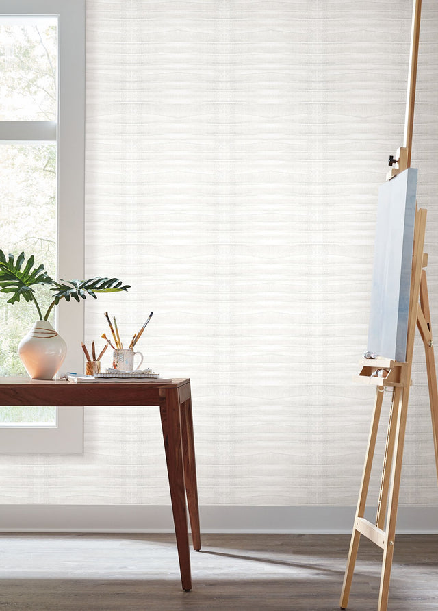 Grey Stone Talc Wallpaper with Geometric Horizontal Linen Effect - York CC1261