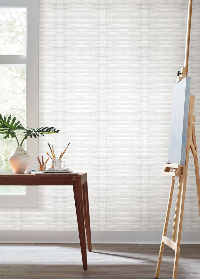 Grey Stone Fog Wallpaper with Horizontal Pleated Linen Effect - York CC1262