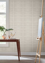 Grey Stone Brown Wallpaper with Geometric Horizontal Pleated Linen Effect - York CC1264