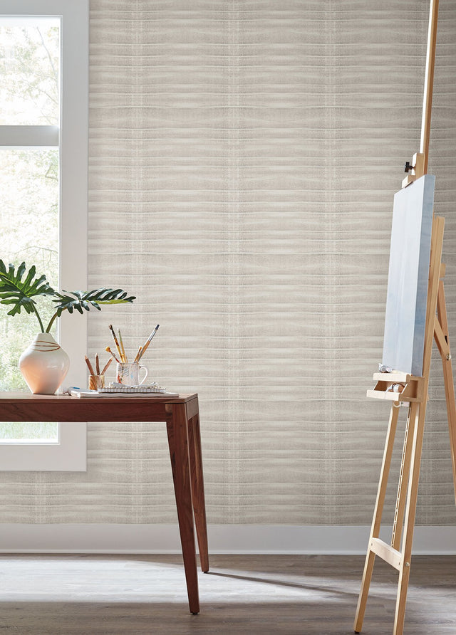 Grey Stone Brown Wallpaper with Geometric Horizontal Pleated Linen Effect - York CC1264