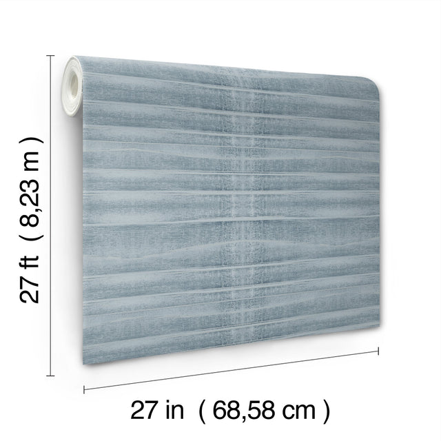 Grey Stone Blue Wallpaper with Horizontal Pleated Linen Effect - York CC1265