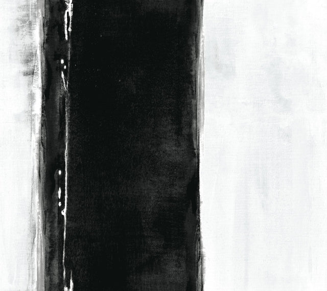 Ink Wash Black Wallpaper with Abstract Brushstroke Geometric Motif - York CC1271