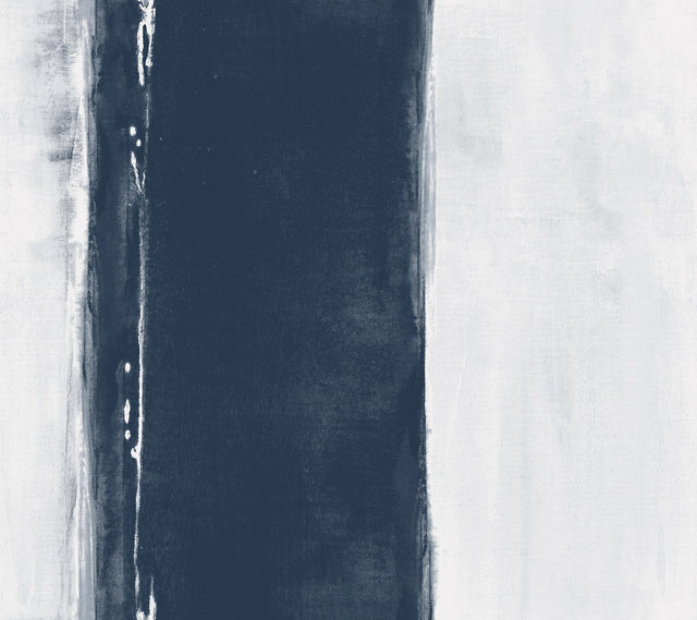 Ink Wash Navy Wallpaper with Painterly Stripe Geometric Motif - York CC1272