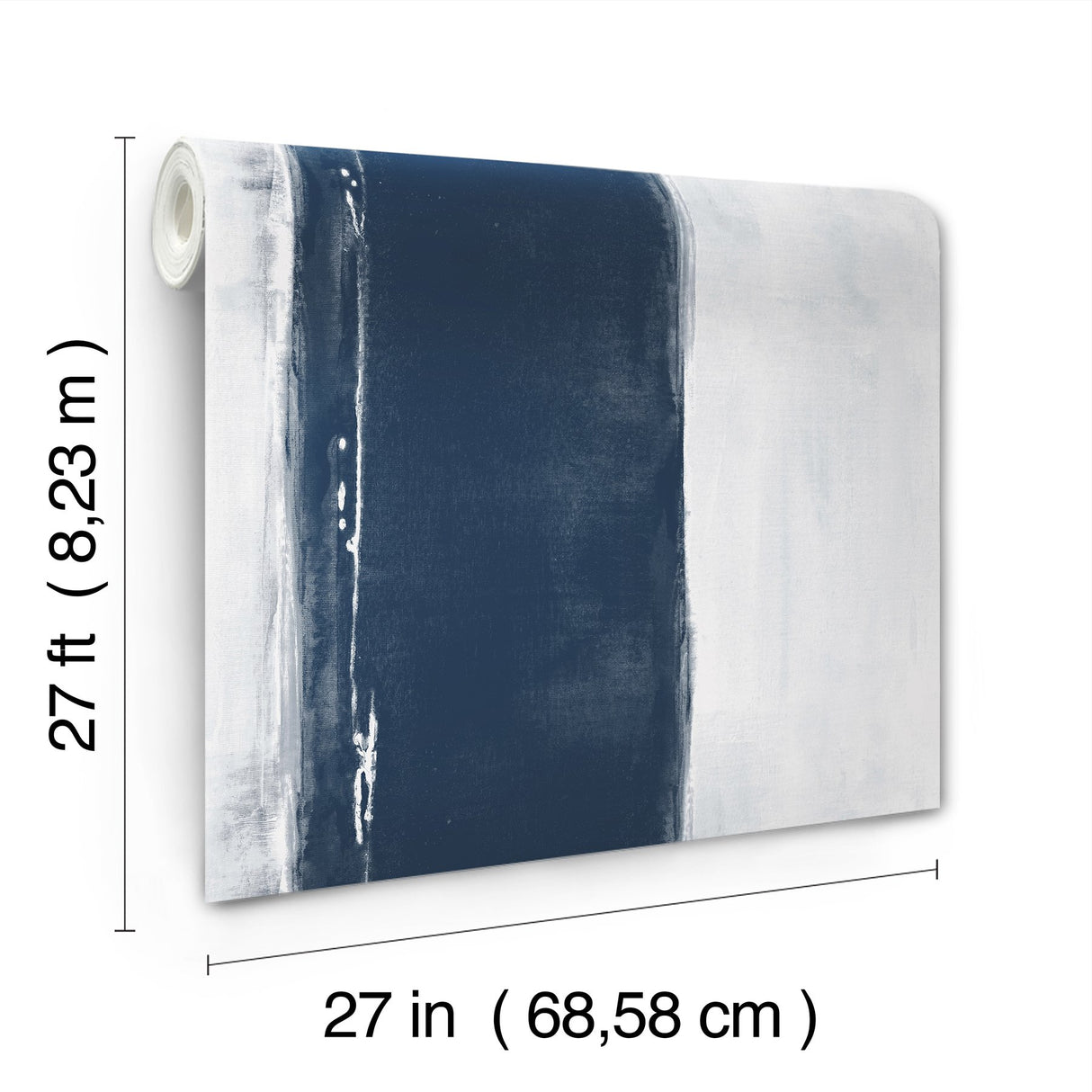 Ink Wash Navy Wallpaper with Painterly Stripe Geometric Motif - York CC1272