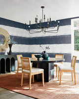 Ink Wash Navy Wallpaper with Painterly Stripe Geometric Motif - York CC1272