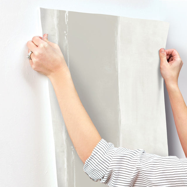 Ink Wash Grey Wallpaper with Abstract Brushstroke Stripe - York CC1273